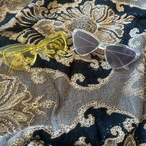 Trendy Yellow and Clear Cat-Eye Sunglasses